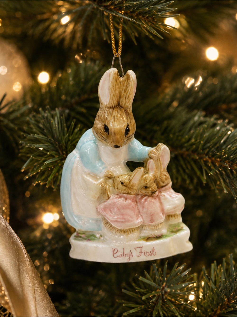 Bunny Family Baby's First Ornament Vintage‎ 1986 Schmid Japan